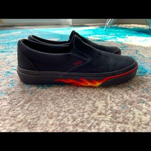 Black Flame Slip-on Vans